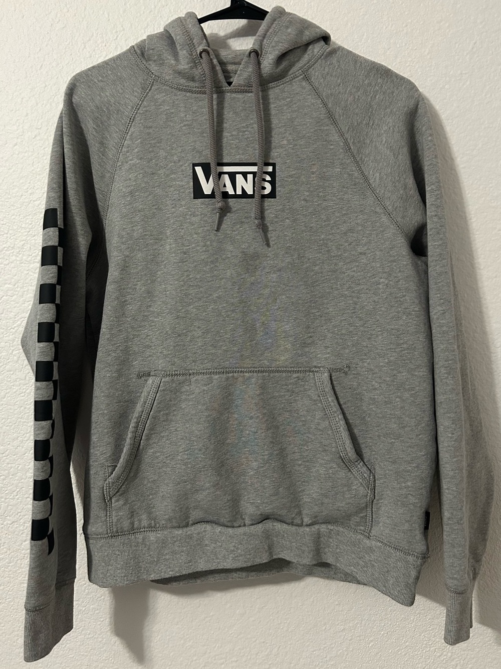 Vans Grey Pullover Hoodie with Checker Sleeve